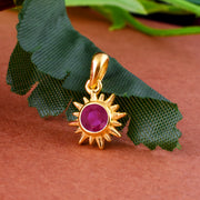 Ruby Gemstone Solid 14k Yellow Gold Pendant