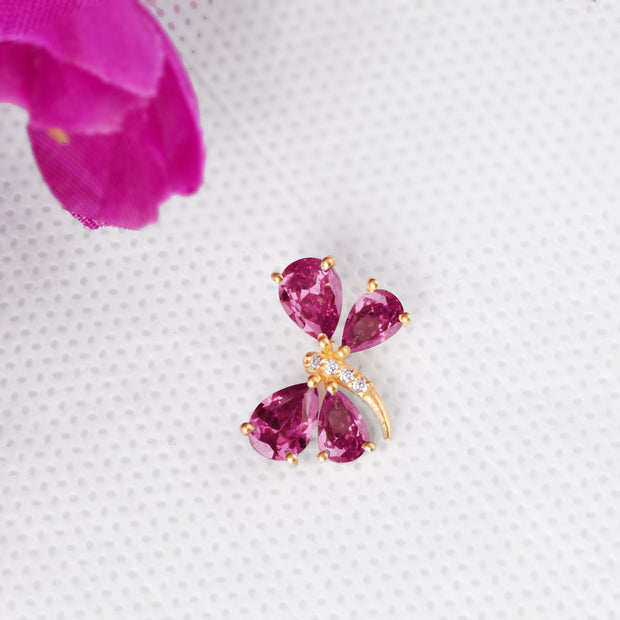 Ruby Gemstone & Diamond Solid 14k Yellow Gold Pendant