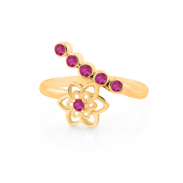 Ruby Gemstone Solid 14k Yellow Gold Ring