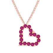 Ruby Gemstone Solid 14k Rose Gold Heart Pendant