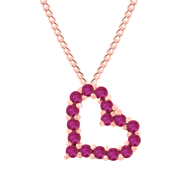 Ruby Gemstone Solid 14k Rose Gold Heart Pendant