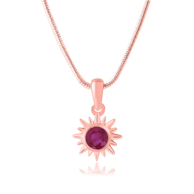 Ruby Gemstone Solid 14k Rose Gold Pendant