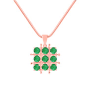 Emerald Gemstone Solid 14k Rose Gold Pendant