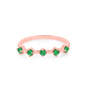 Emerald Gemstone Solid 14k Rose Gold Ring