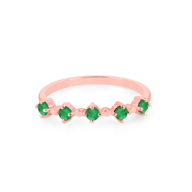 Emerald Gemstone Solid 14k Rose Gold Ring
