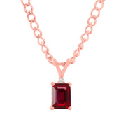 Ruby Gemstone & Diamond Solid 14k Rose Gold Pendant
