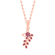 Ruby Gemstone Solid 14k Rose Gold Leaf Pendant