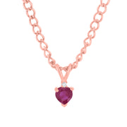 Ruby Gemstone & Diamond Solid 14k Rose Gold Pendant