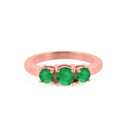 Emerald Gemstone Solid 14k Rose Gold Ring