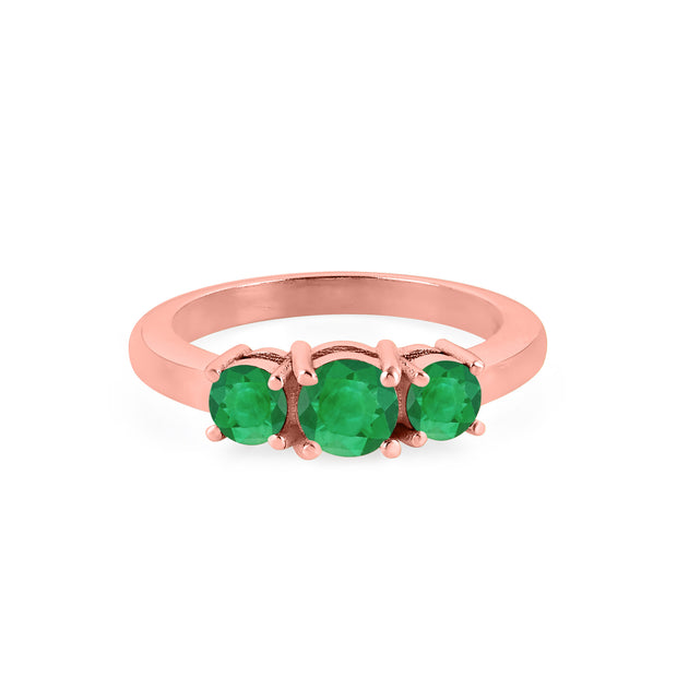 Emerald Gemstone Solid 14k Rose Gold Ring