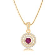 Ruby Gemstone Solid 14k Yellow Gold Pendant