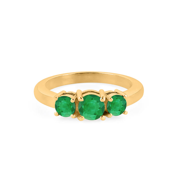 Emerald Gemstone Solid 14k Yellow Gold Ring