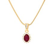 Ruby Gemstone & Diamond Solid 14k Yellow Gold Pendant