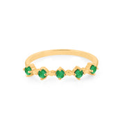 Emerald Gemstone Solid 14k Yellow Gold Ring