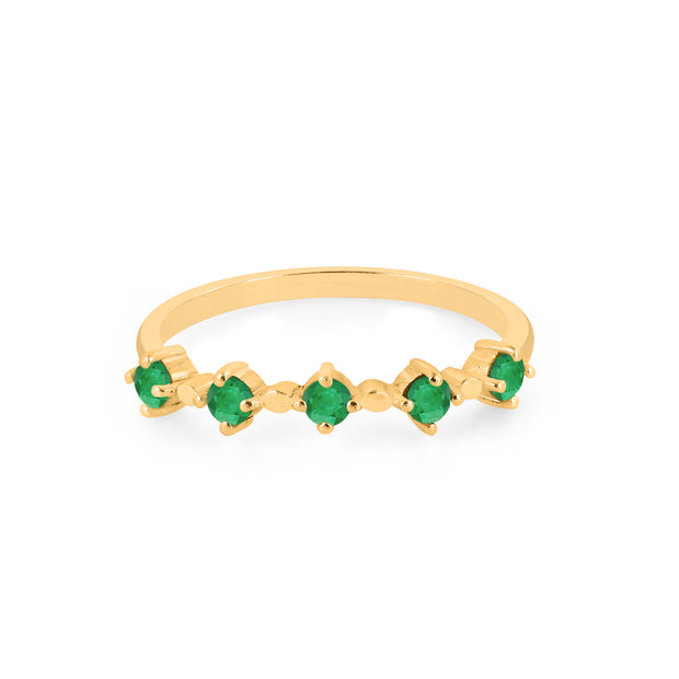 Emerald Gemstone Solid 14k Yellow Gold Ring