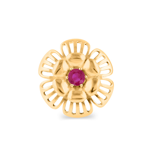 Ruby Gemstone Solid 14k Yellow Gold Ring