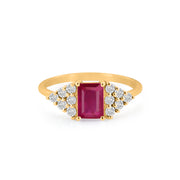 Ruby Gemstone & Diamond Solid 14k Yellow Gold Ring