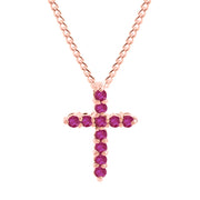 Ruby Gemstone Solid 14k Rose Gold Cross Pendant