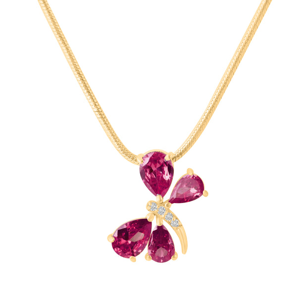 Ruby Gemstone & Diamond Solid 14k Yellow Gold Pendant
