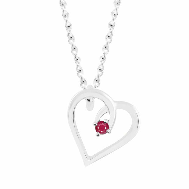 Ruby Gemstone Solid 925 Sterling Silver Heart Pendant