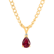 Ruby Gemstone & Diamond Solid 14k Yellow Gold Pendant