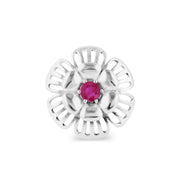 Ruby Gemstone Solid 14k White Gold Ring
