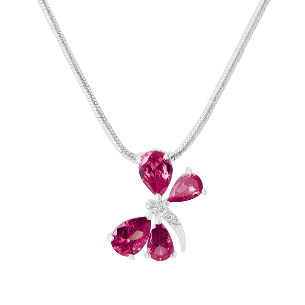 Ruby Gemstone & Diamond Solid 925 Sterling Silver Pendant
