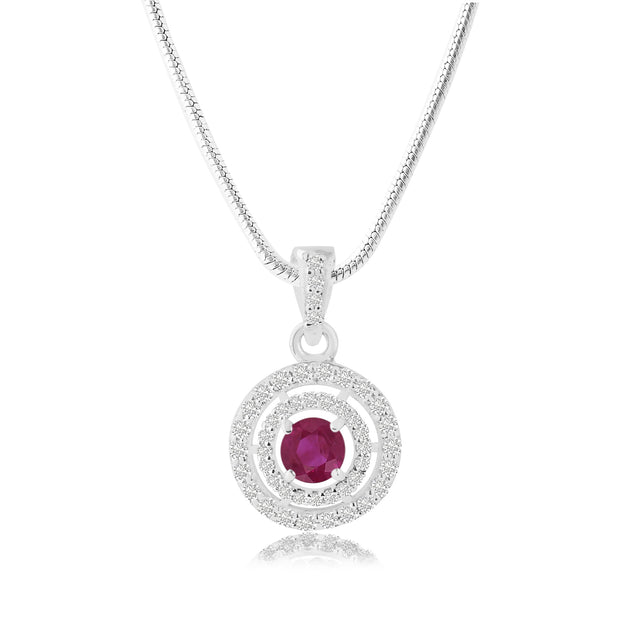 Ruby Gemstone Solid 925 Sterling Silver Pendant