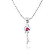 Ruby Gemstone & Diamond Solid 925 Sterling Silver Pendant
