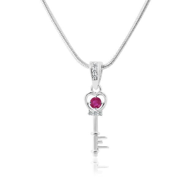Ruby Gemstone & Diamond Solid 925 Sterling Silver Pendant
