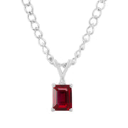 Ruby Gemstone & Diamond Solid 14k White Gold Pendant