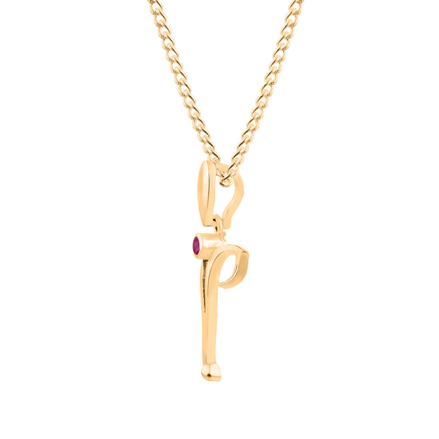 Ruby Gemstone Solid 14k Yellow Gold Lord Ganesha Pendant
