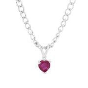Ruby Gemstone & Diamond Solid 925 Sterling Silver Pendant