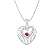 Ruby Gemstone & Diamond Solid 925 Sterling Silver Pendant