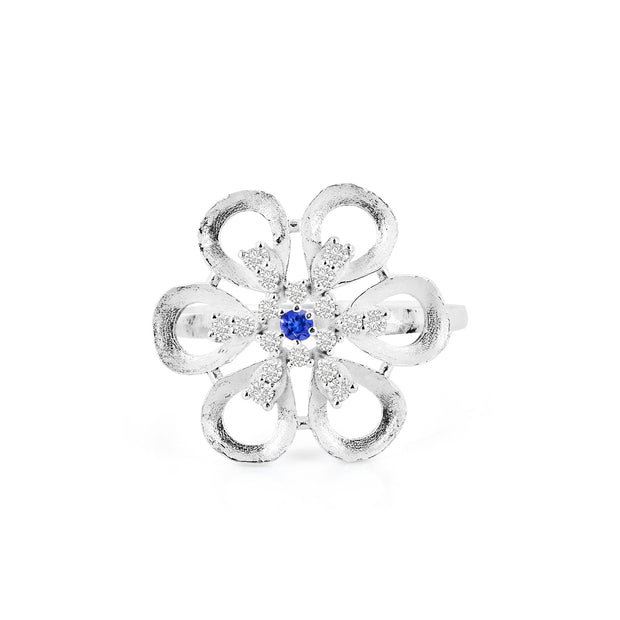 Tanzanite Gemstone & Diamond Solid 14k White Gold Ring