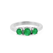 Emerald Gemstone Solid 14k White Gold Ring