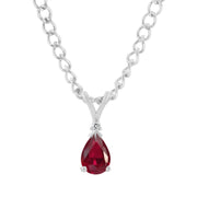 Ruby Gemstone & Diamond Solid 14k White Gold Pendant