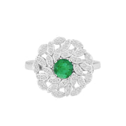 Emerald Gemstone Solid 925 Sterling Silver Ring