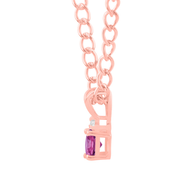 Ruby Gemstone & Diamond Solid 14k Rose Gold Pendant