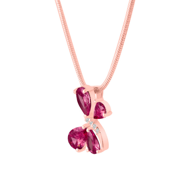 Ruby Gemstone & Diamond Solid 14k Rose Gold Pendant