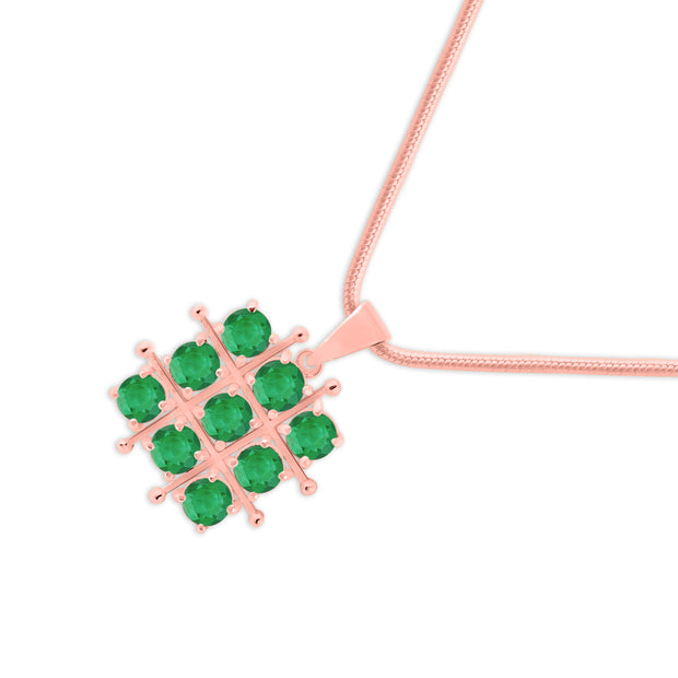 Emerald Gemstone Solid 14k Rose Gold Pendant