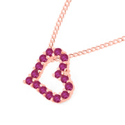 Ruby Gemstone Solid 14k Rose Gold Heart Pendant