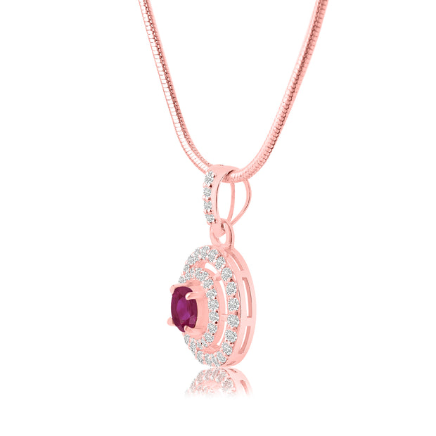 Ruby Gemstone Solid 14k Rose Gold Pendant