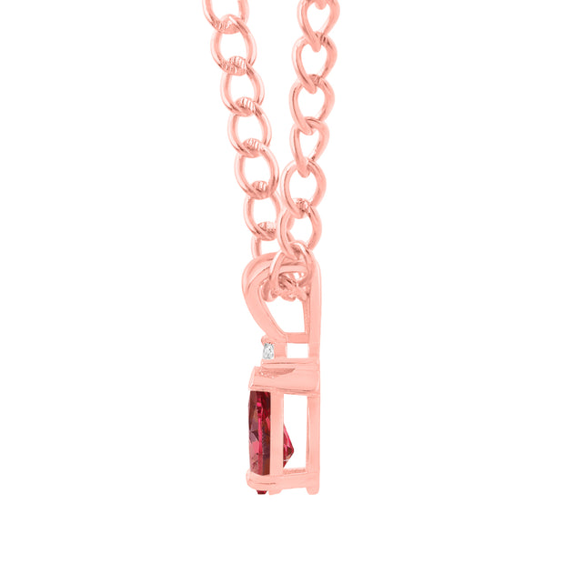 Ruby Gemstone & Diamond Solid 14k Rose Gold Pendant