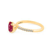 Ruby Gemstone & Diamond Solid 14k Yellow Gold Ring