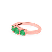 Emerald Gemstone Solid 14k Rose Gold Ring