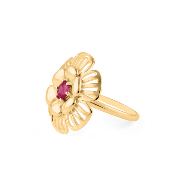Ruby Gemstone Solid 14k Yellow Gold Ring