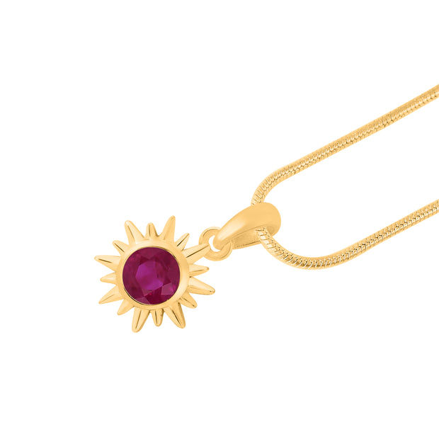 Ruby Gemstone Solid 14k Yellow Gold Pendant