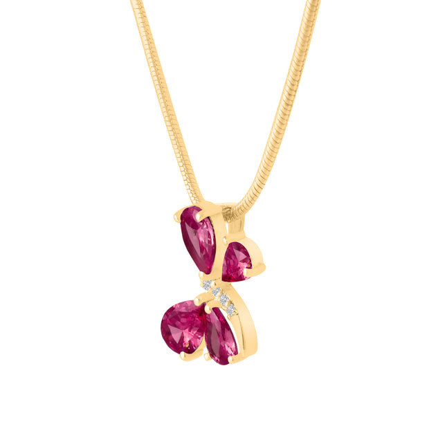 Ruby Gemstone & Diamond Solid 14k Yellow Gold Pendant