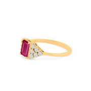 Ruby Gemstone & Diamond Solid 14k Yellow Gold Ring